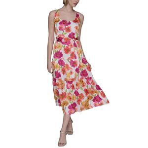 Karl Lagerfeld Paris Womens Floral Print A-Line Dress 16 White Multi - NWT $169